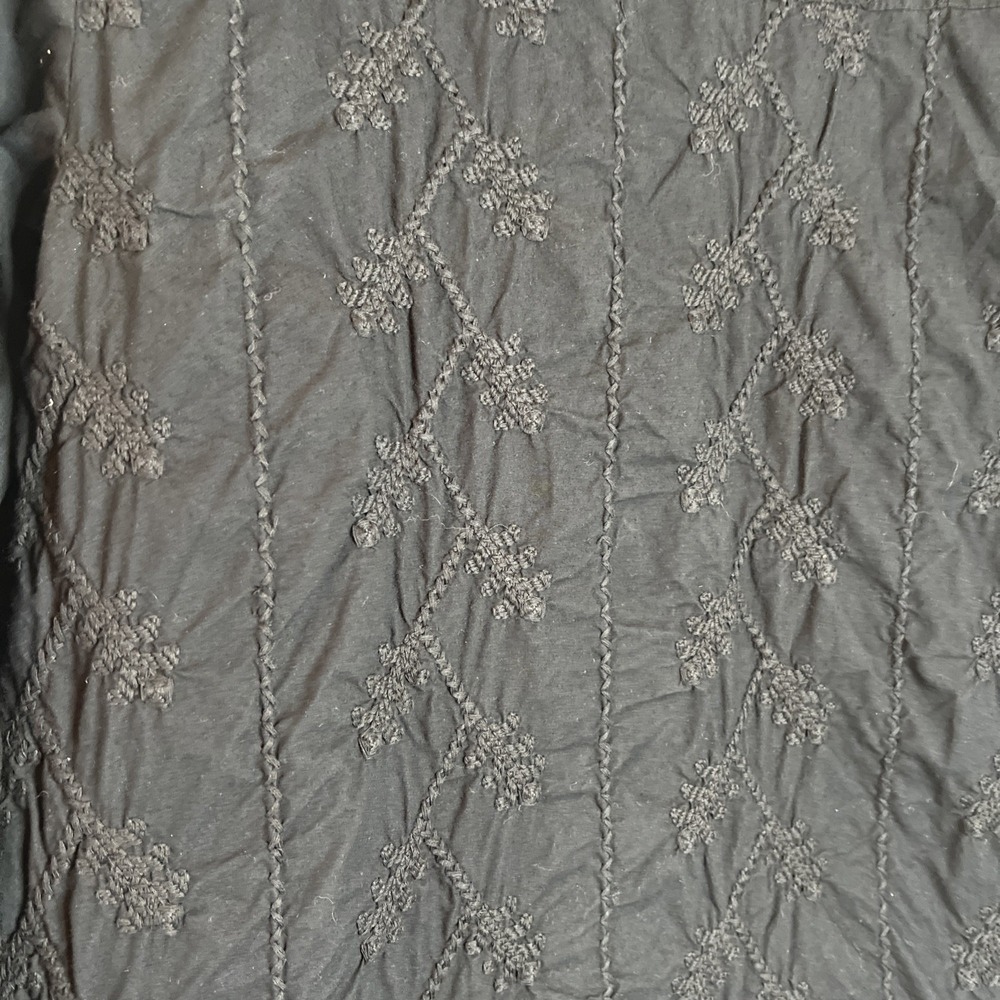 NEW Julia Amory Black Embroidered Long Sleeve The Swizzle Button Up Dress Medium - Picture 4 of 8